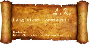 Langfelder Konstantin névjegykártya